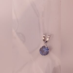 Princess Silvertone & Sapphire Colored Pendant